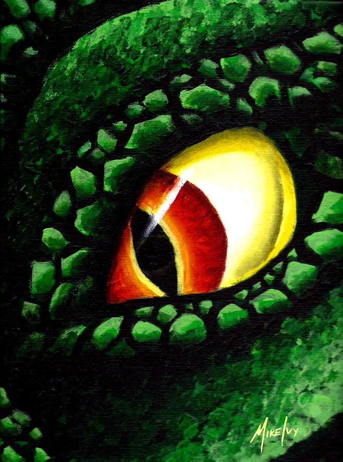 Reptile Painting - Zillas Eye on You by Michael Ivy
