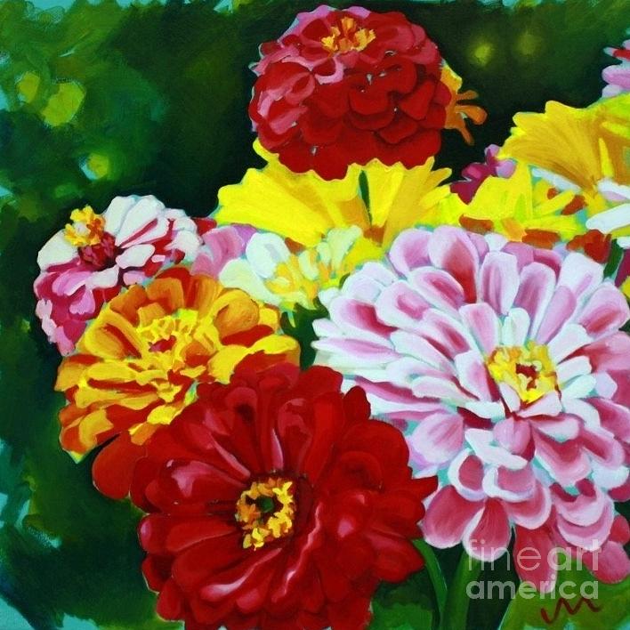 Flower Painting - Zinnia Bouquet by Jayne Morgan
