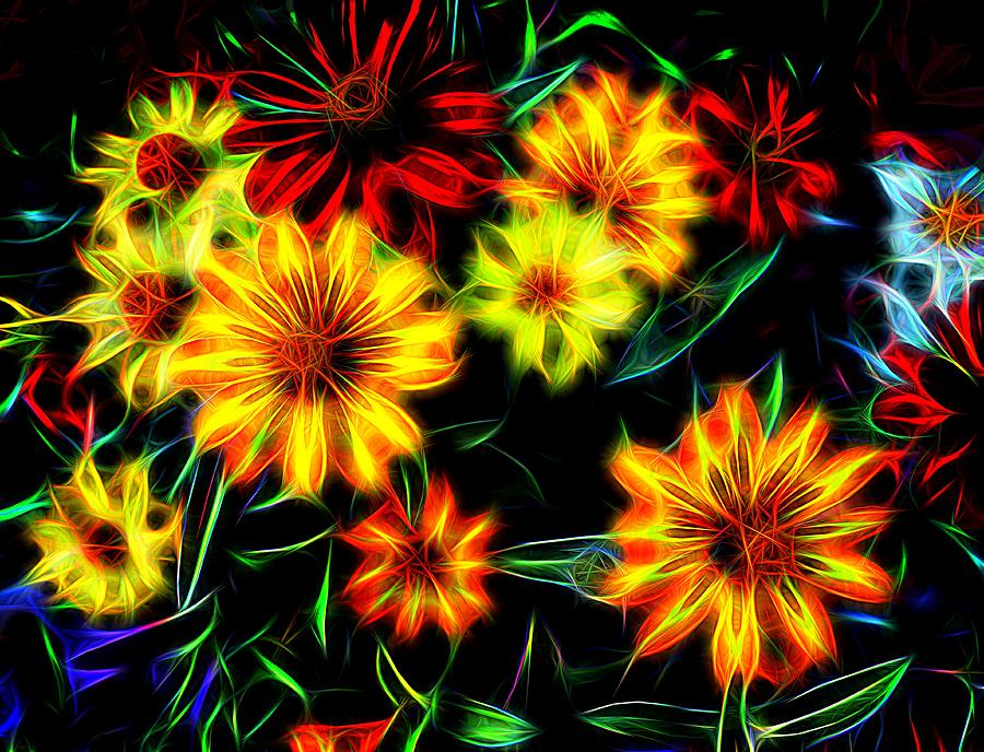 Flower Digital Art - Zinnias with Zest by Nick Kloepping