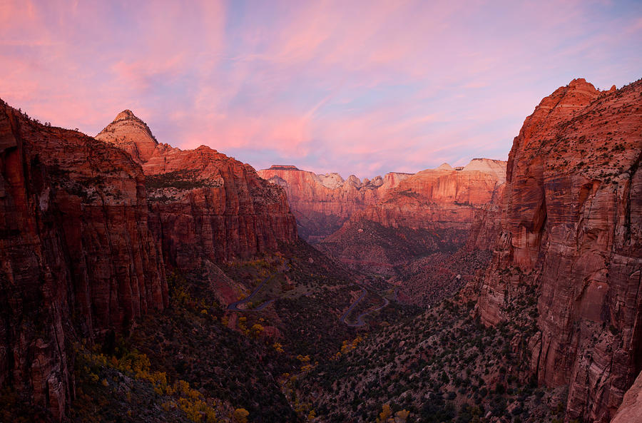 Zion National Park Photograph - Zion Canyon At Sunset, Zion National by Panoramic Images