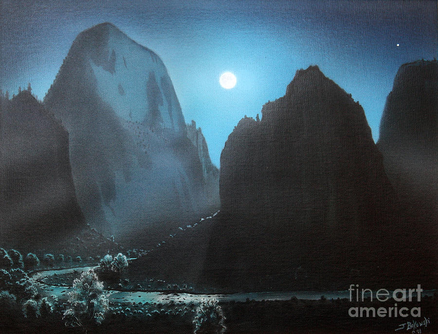 Full Moon  ZION Painting by Jerry Bokowski