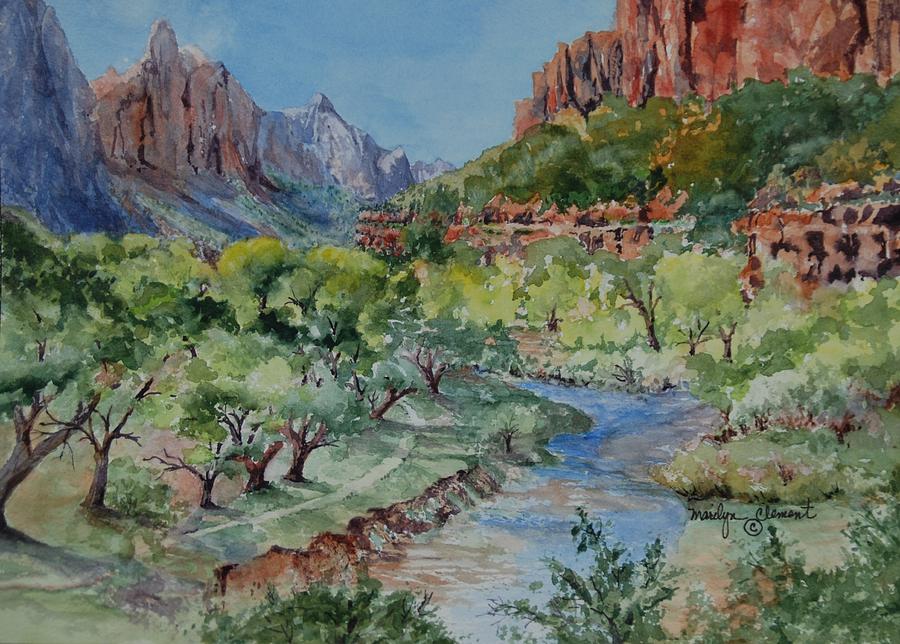 Zion National Park Painting by Marilyn  Clement