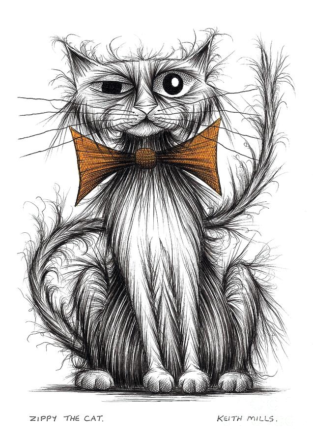 Zippy the cat Drawing by Keith Mills