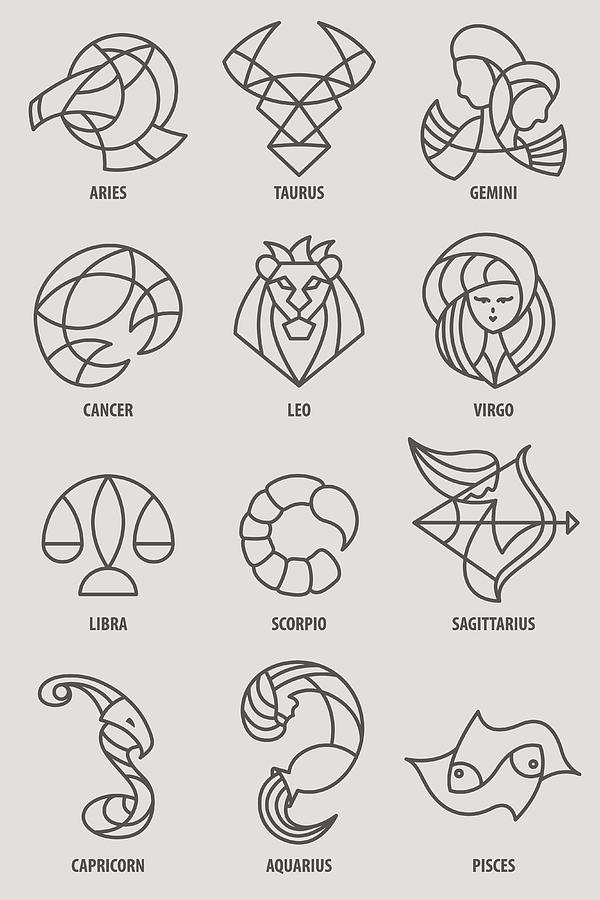 Zodiac icon series Drawing by Jamie Carroll