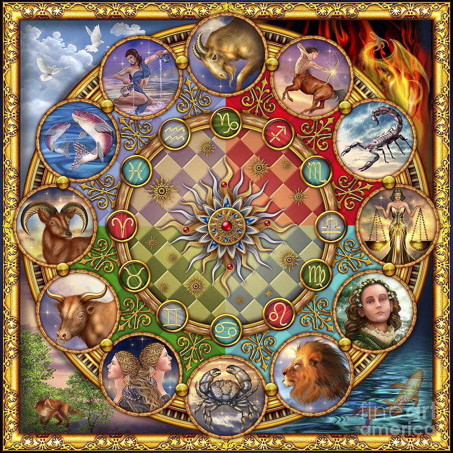 Zodiac Mandala Digital Art by MGL Meiklejohn Graphics Licensing