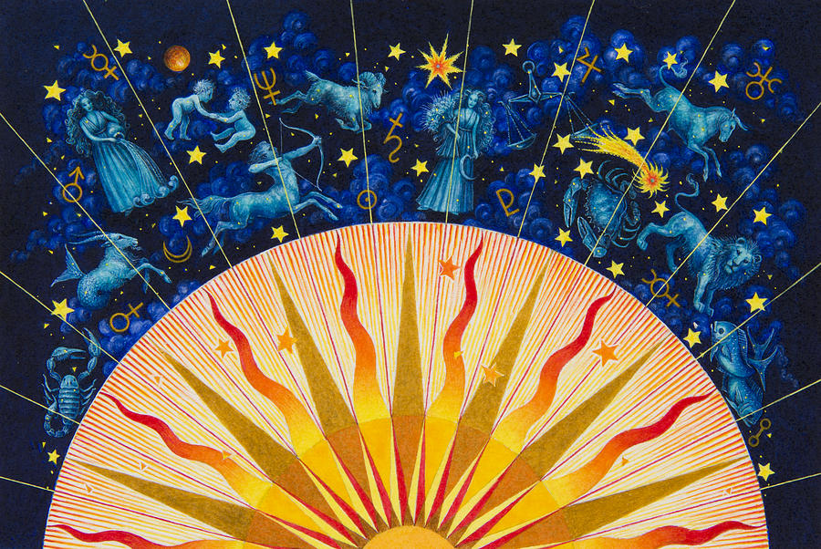Zodiac Sun Painting by Lynn Bywaters