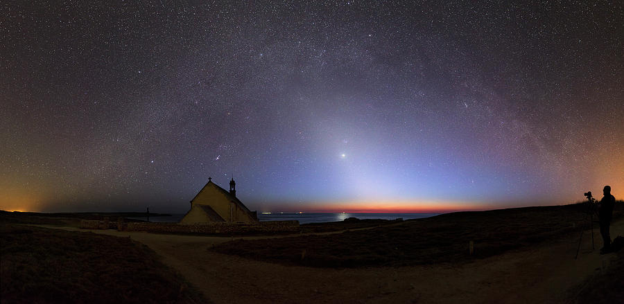 Spring Photograph - Zodiacal Light Over Chapel by Laurent Laveder