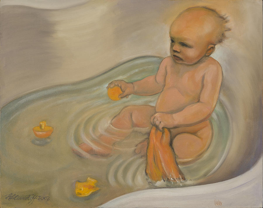 Zoes Bath Painting by Laura Lee Cundiff