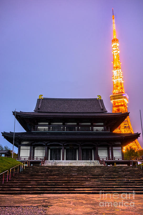 Zojo-ji Temple and tokyo Tower - Tokyo - Japan Photograph by Luciano Mortula