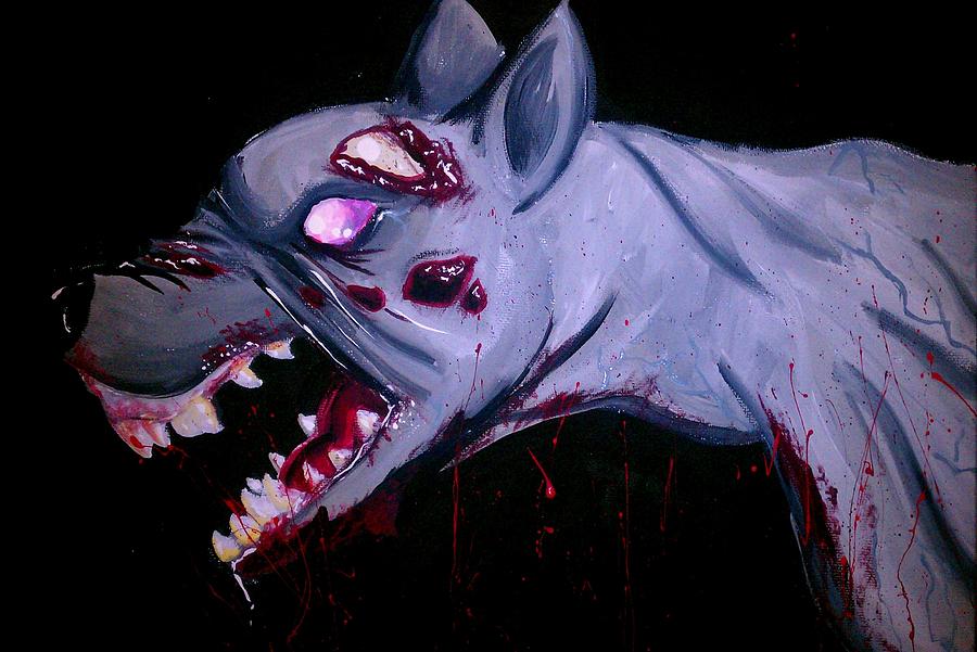 Zombie Dog Painting by Marisela Mungia