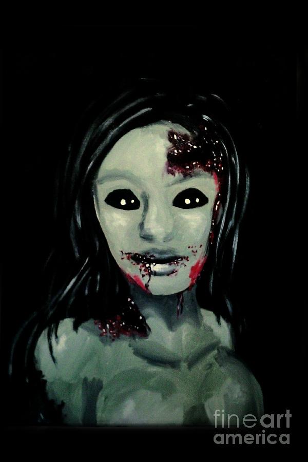 Zombie Girl Painting by Marisela Mungia