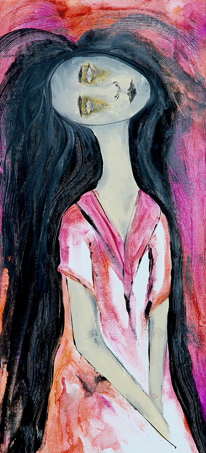 Zombie In A Pink Dress - Abstract Figurative Art Painting