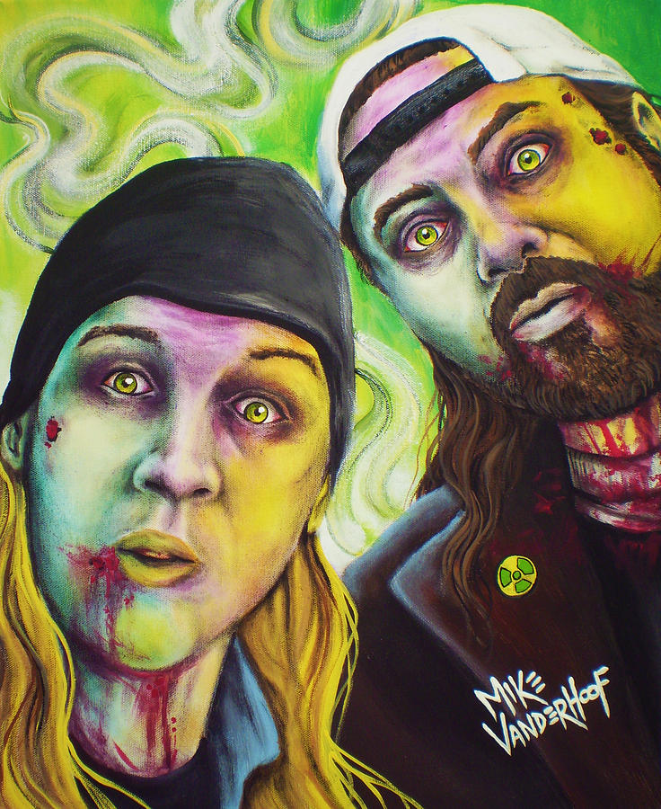 Jason Lee Painting - Zombie Jay and Silent Bob by Mike Vanderhoof
