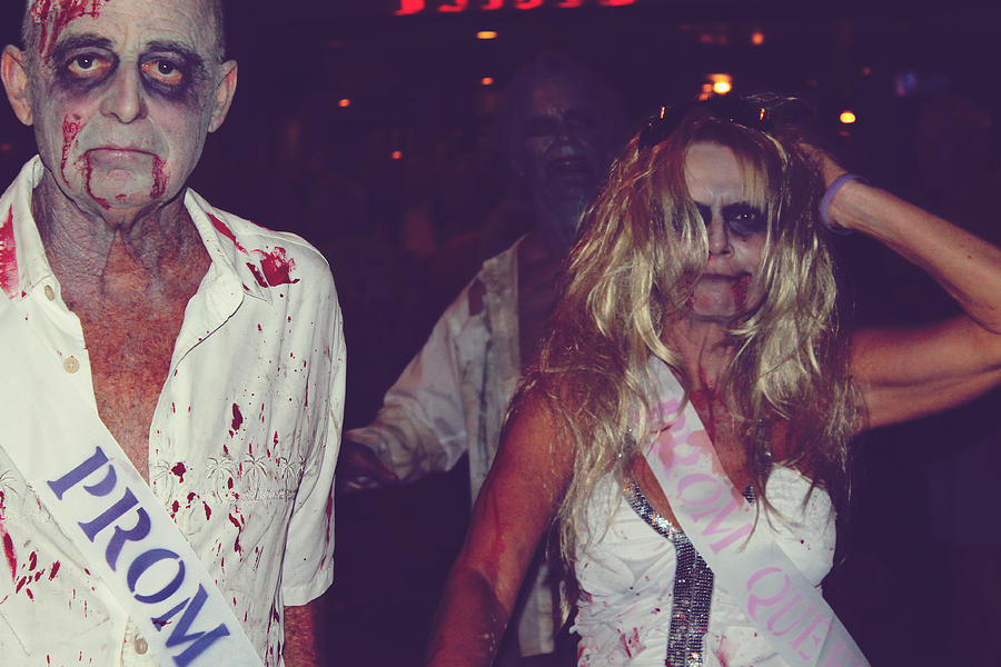 Halloween Photograph - Zombie Prom King and Queen by Laurie Search