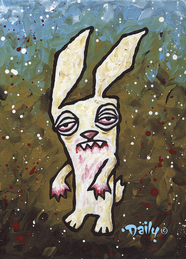 Zombie Rabbit - First Snowfall Painting by Mike Daily - Fine Art America