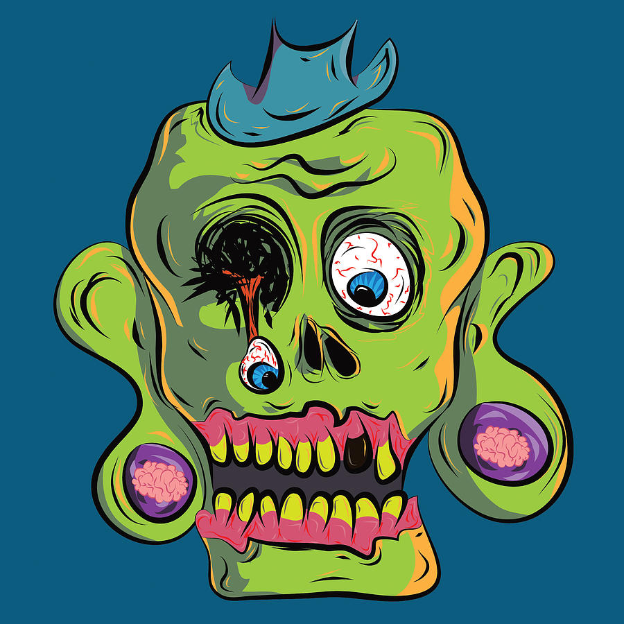 Halloween Digital Art - Zombie Skull by Jera Sky