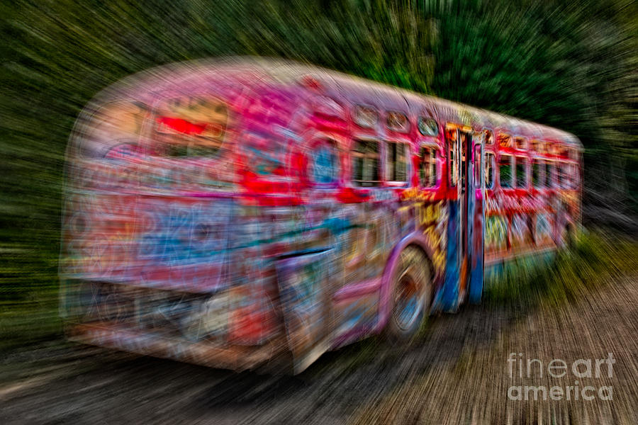 Zooming Graffiti Bus Photograph by Susan Candelario