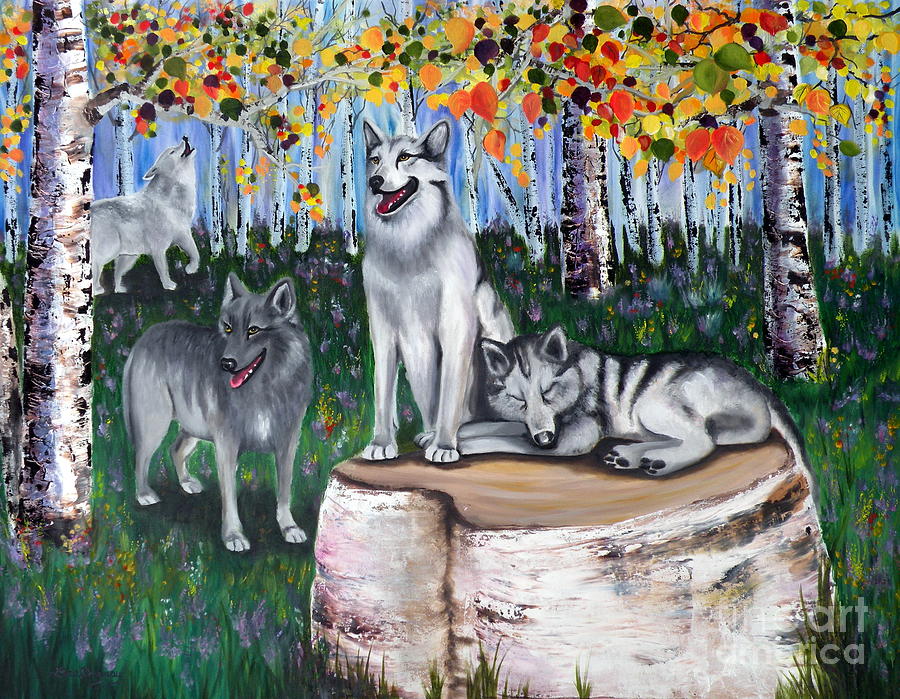 Zorros Wolves Amid the Aspens Painting by Lora Duguay