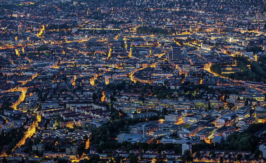 Zürich At Night Aerial View Photograph by Sandro Bisaro