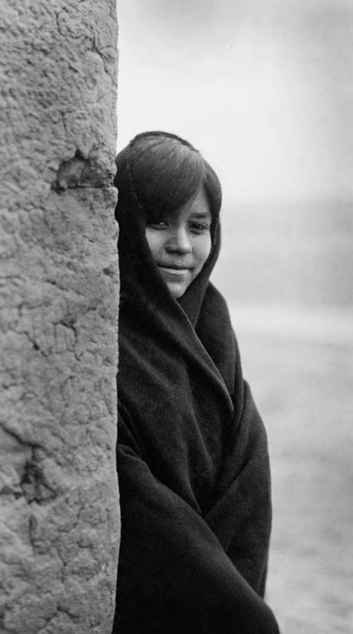 Vintage Photograph - Zuni Indian girl circa 1903 by Aged Pixel