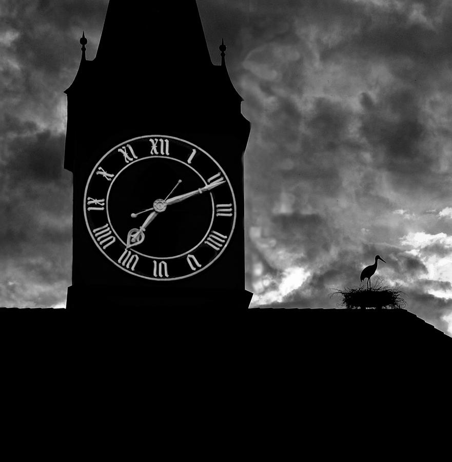 Zurich St Peters Church Clock Tower and Art Sculpture Photograph by Ginger Wakem