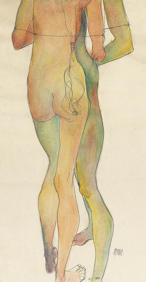 Egon Schiele Painting - Zwei Stehende Akte by Egon Schiele