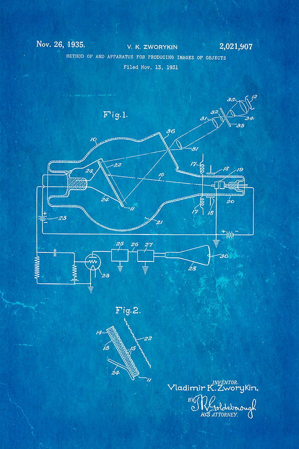 Appliance Photograph - Zworykin Television Patent Art 2 1931 Blueprint by Ian Monk
