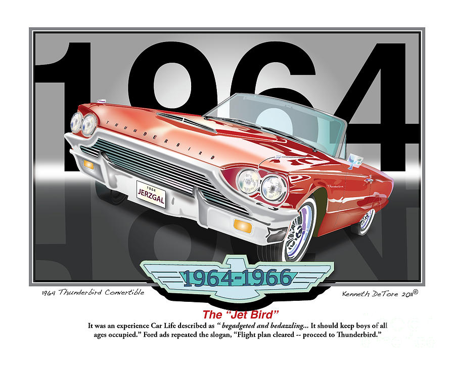  1964 Thunderbird Digital Art by Kenneth De Tore