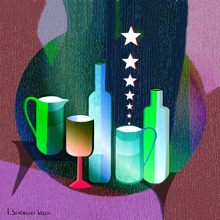  647 - Bottles and stars   Digital Art by Irmgard Schoendorf Welch