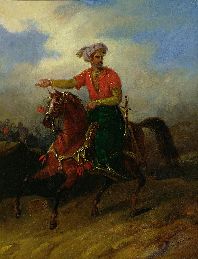 An Ottoman On Horseback Painting by Charles Bellier