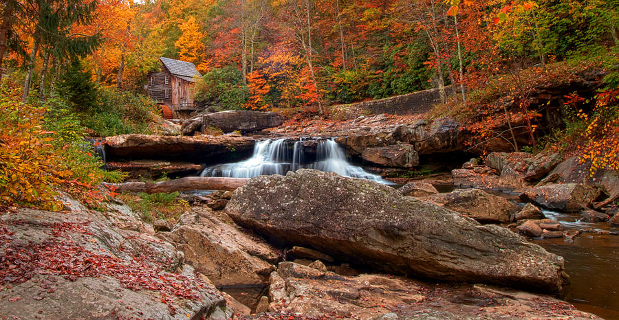  autumn leaves at the Mill Photograph by Randall Branham