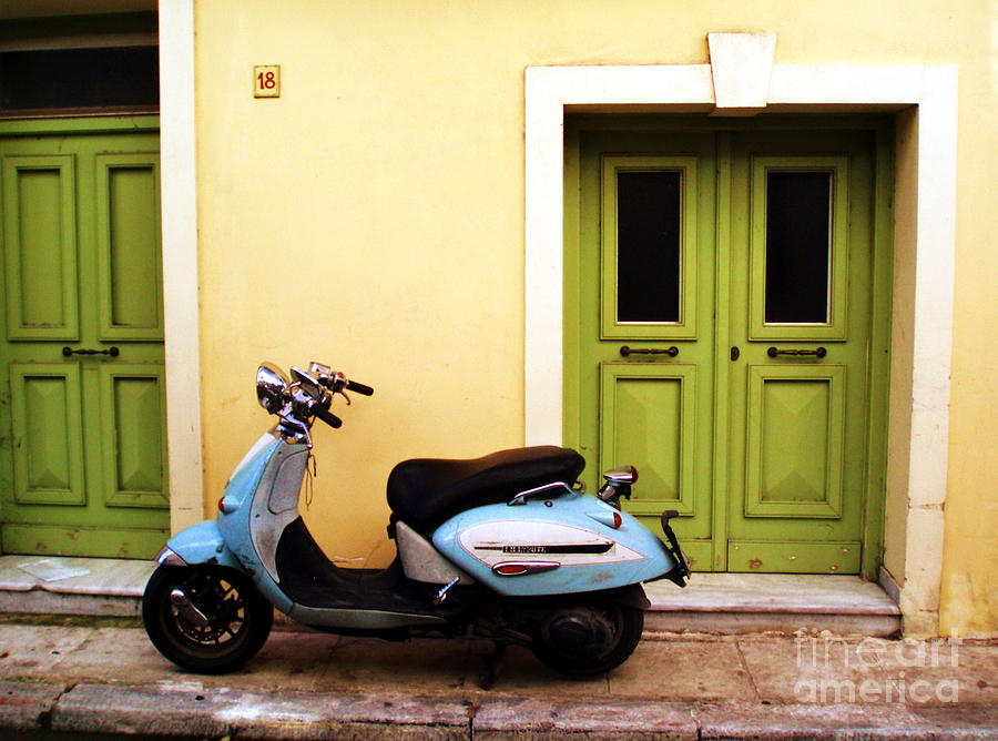 Vintage Photograph -  Baby Blue Retro Scooter by Anthony Novembre