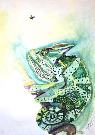 Reptile Painting -  Bzzz . by Paula Steffensen