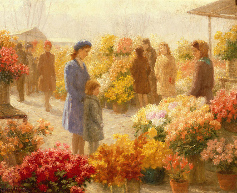 Flower Painting -  Flower Market  by Hendrik Heyligers