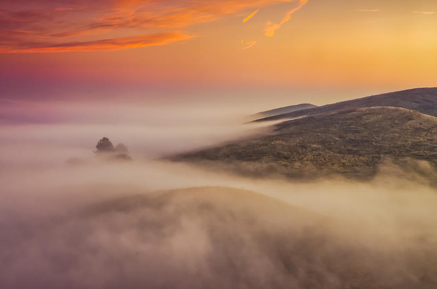 Antioch Photograph -  Fog On The Hills At Sunrise by Marc Crumpler
