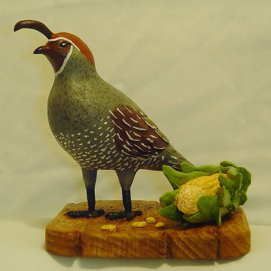 Nature Sculpture -  Gambels Quail  by Russell Ellingsworth