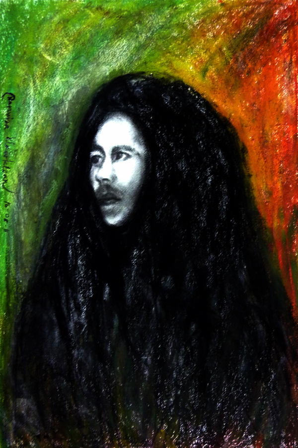  I think Bob Marley he look at me Painting by Wanvisa Klawklean
