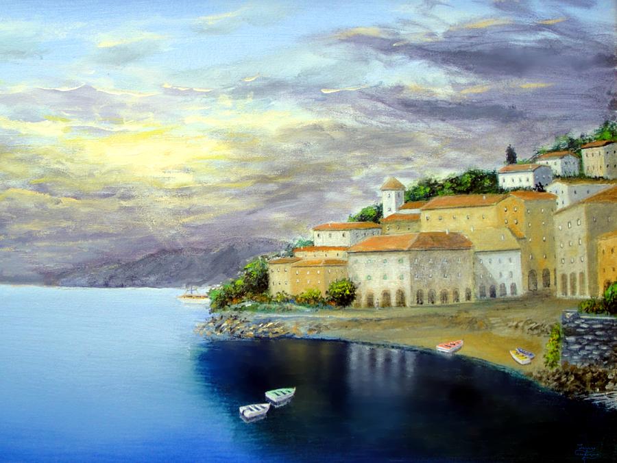  Lake Bracciano Painting by Larry Cirigliano