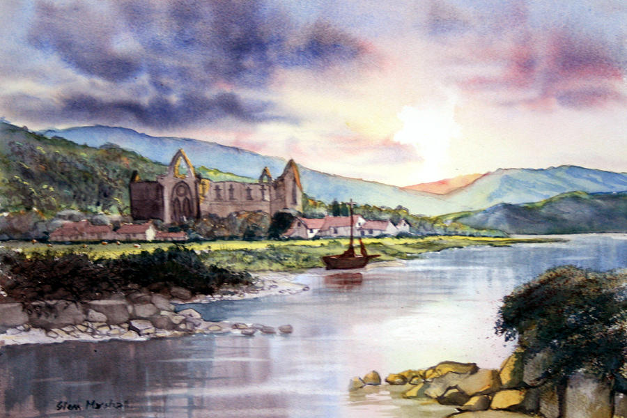  Late Evening at Tintern Abbey Painting by Glenn Marshall