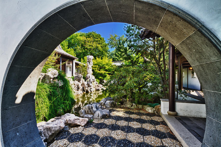  Moon Gate in Chinese Scholar Garden Photograph by Val Black Russian Tourchin