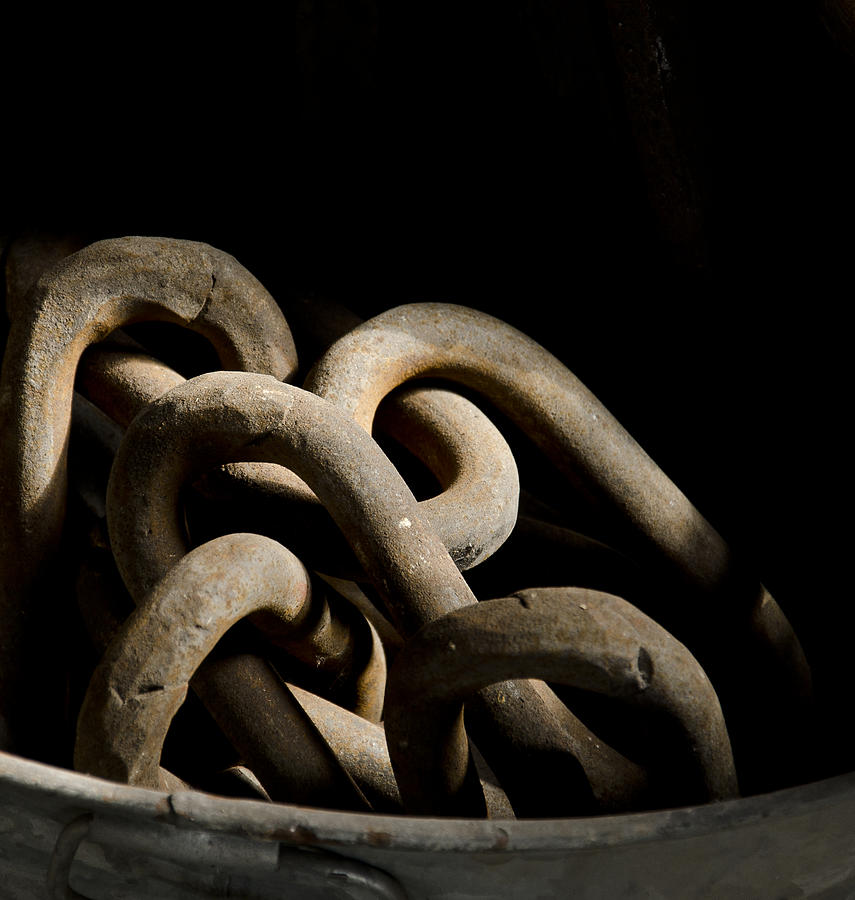  Old Rusty Chain in a Bucket Photograph by Wilma  Birdwell