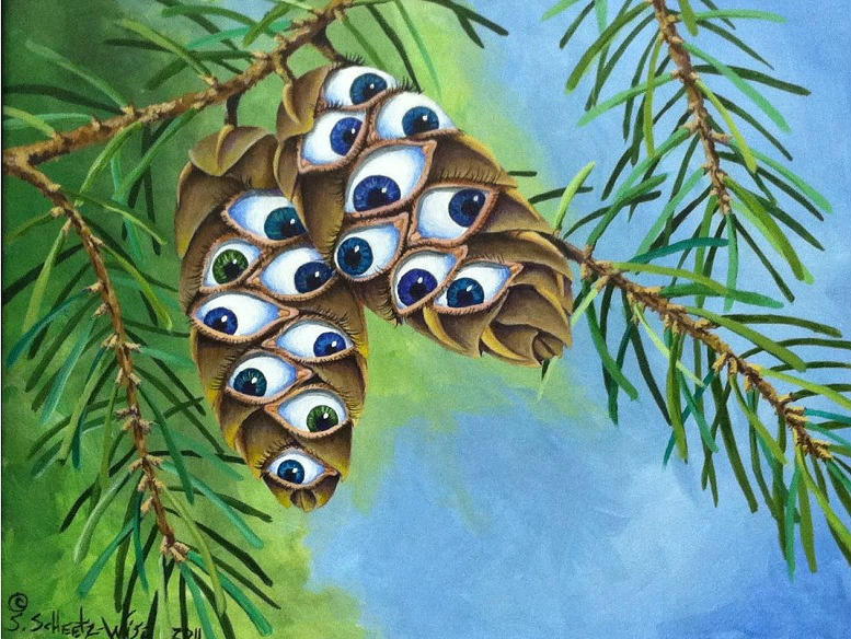 Tree Painting -  PineCones by Sandra Scheetz-Wise