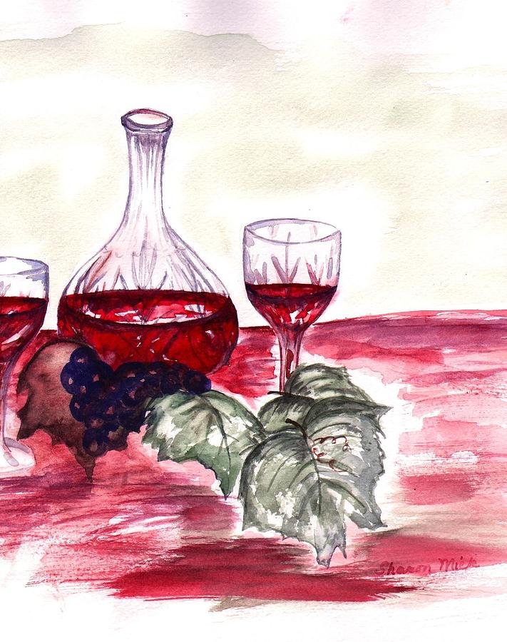  Red Wine Painting by Sharon Mick