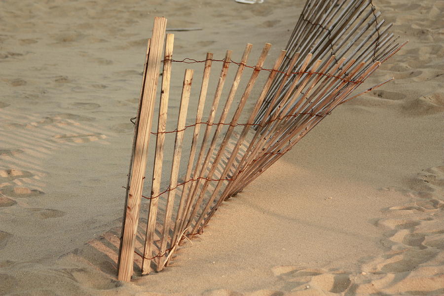 Jersey Shore Photograph -  Sandy Beach Fence by Ann Murphy