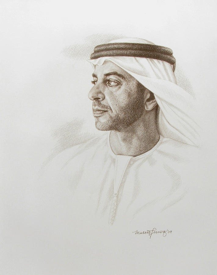 Sheikh Ahmad Bin Zayed Drawing By Masood Parvez Pixels