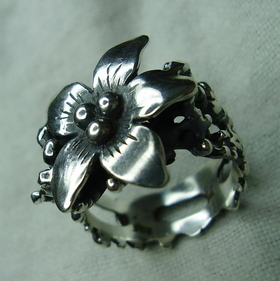 Silver Ring Jewelry -  Silver Flower by Jonatan Kor