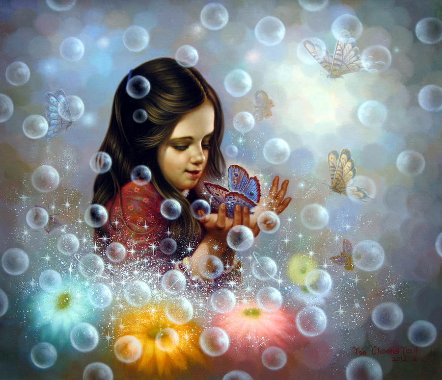  Soap Bubble girl 2 Painting by Yoo Choong Yeul