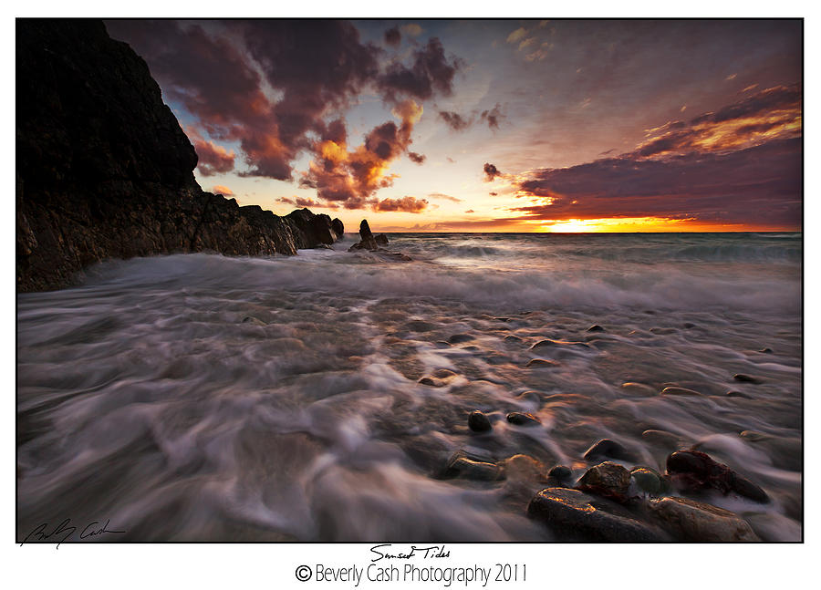  Sunset Tides - Porth Swtan Photograph by B Cash