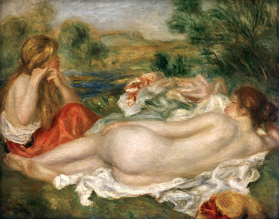 Pierre Auguste Renoir Painting -  Two Bathers by Pierre Auguste Renoir