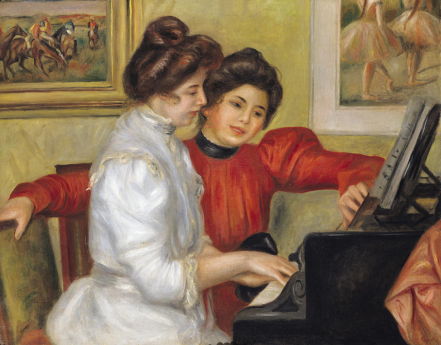  Yvonne and Christine Lerolle at the piano Painting by Pierre Auguste Renoir